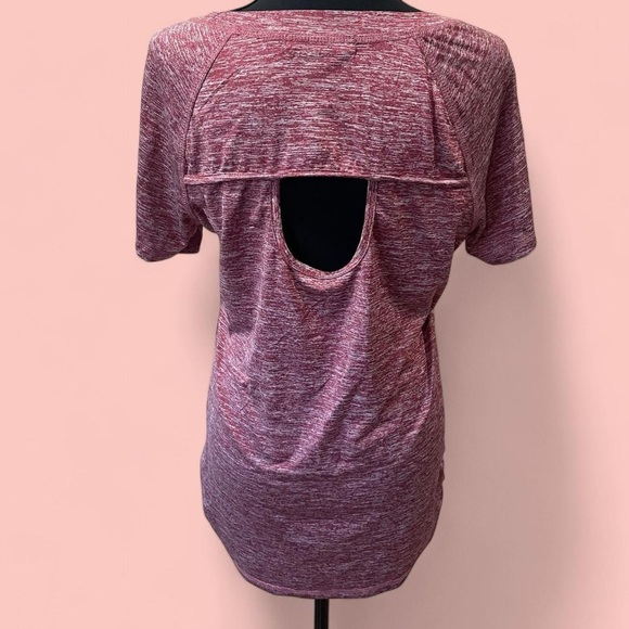 Women's red/burgundy sportswear top with open back detail - Picture 4 of 8